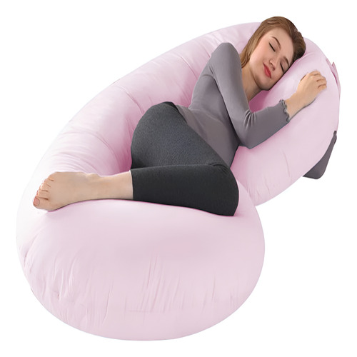 Almohada De Embarazo Y Lactancia En G Relleno Microgel Purpl Color Rosa Claro Geométrico