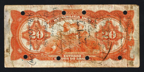 Rc1496 C004 20 Mil Réis Com Rosácea / 20 Cruzeiros Specimen