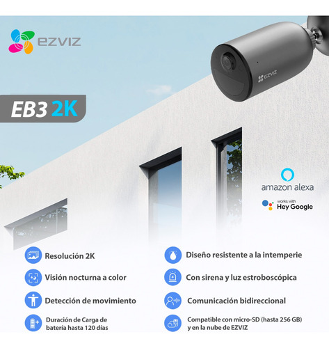 Cámara Seguridad Ezviz Ip Exterior Wifi Batería 2k + 64gb