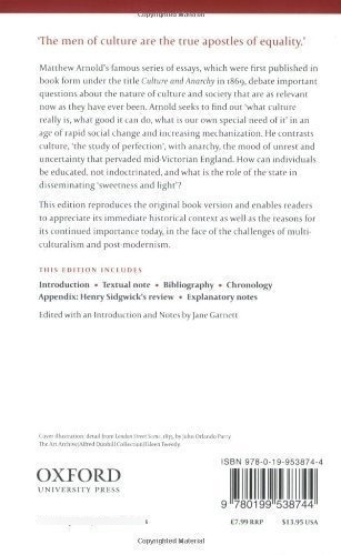 Culture And Anarchy (oxford Worlds Classics) -..., De Arnold, Matthew. Editorial Oxford University Press En Inglés
