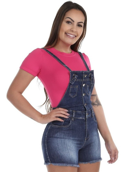 jardineira jeans sawary plus size feminina