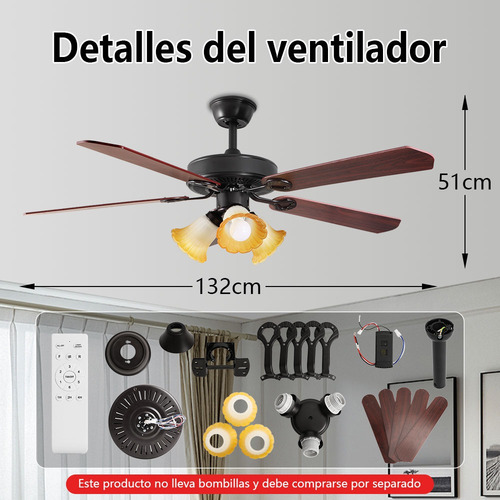 Ventilador De Techo Modernos 52 Pulgadas Con Temporización