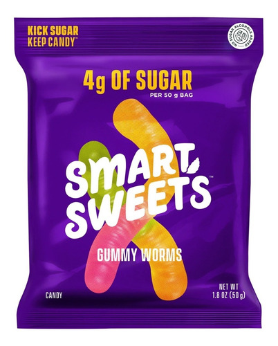 Smart Sweets Gummy Worms 4g De Azúcar Por Bolsa 50g