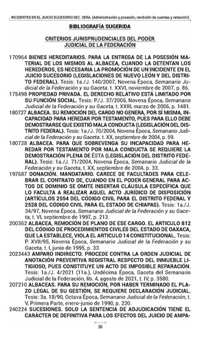 Incidentes En El Juicio Sucesorio Sección Tercera (administración Y Posesión, Rendición De Cuentas Y Remoción)
