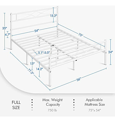 Bed Frame Yaheetech Matrimonial Blanca