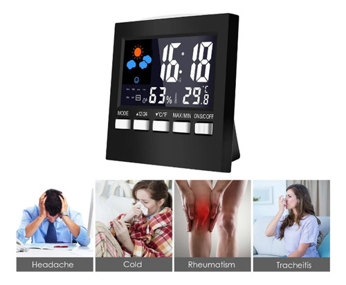 Reloj Despertador Digital Medidor De Temperatura Y Humedad