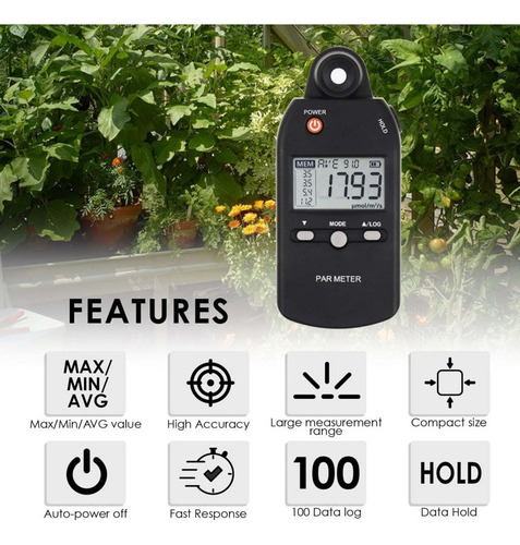 Medidor De Iluminación Ppfd Con Sensor Cuántico De Espectro