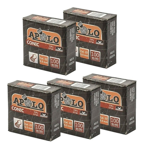 Pack X5 Balines Apolo Conic X 100 5.5 Mm 