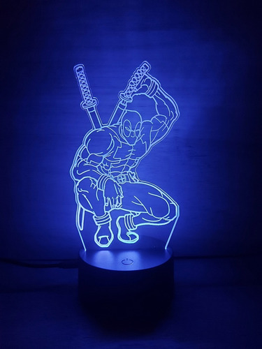 Deadpool Lampara Led Ilusion 3d Marvel Comic Avengers Fanart