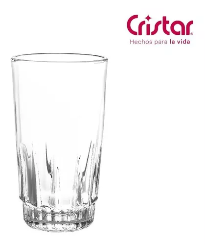 Juego de 6 vasos 218ml Prisma Cristar elaborados en vidrio