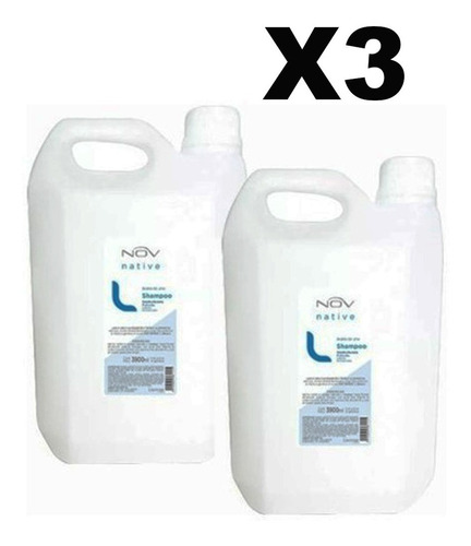 3 Kits Shampoo + Balsam Aceite De Lino Nov X 3900ml C/u