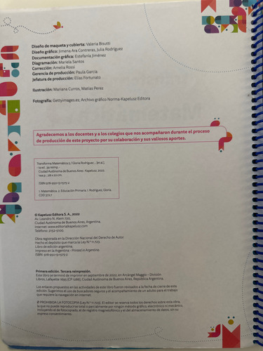 Transforma Matemáticas 5. Ed Kapeluz.. Belgrano (Usado)