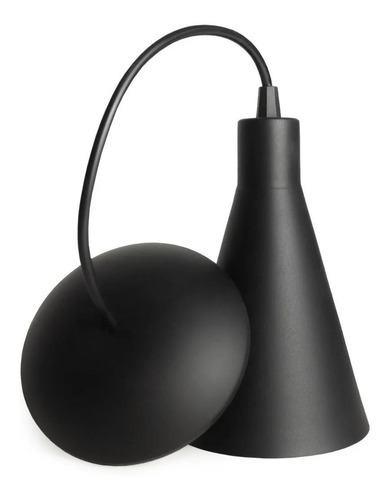 Imagem 5 de 6 de Kit 3 Luminária Pendente Cone Preto Com Cobre Bancada Cozin