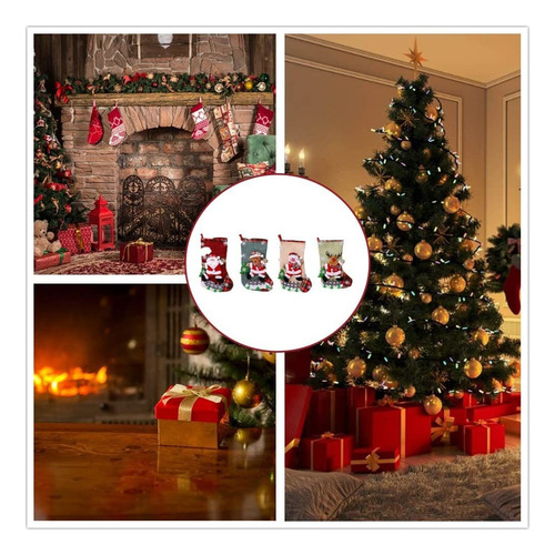 , 4 Calcetines Navideños, Calcetines De Chimenea De Navidad