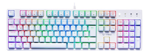 Teclado gamer VSG Alnilam QWERTY Kailh Blue español latinoamérica color blanco con luz RGB