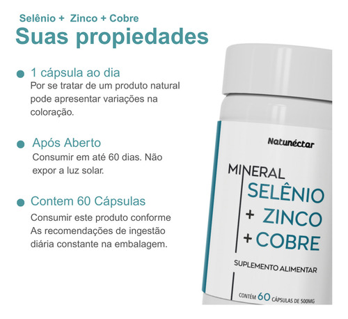 Kit 4 Potes Selênio +zinco Cobre Quelatos Suplemento 60 Cáps