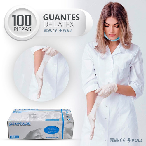 Guantes Latex Exploración Examinación Uso Médico Sin Polvo