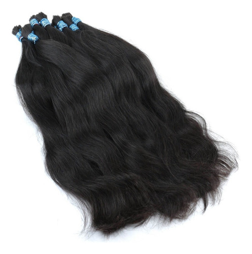 Cabello Humano 100% Brasileño 55-60cm Voluminoso Negro 100g