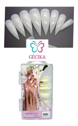Imagem 2 de 2 de Tips Stilletonatural Estileto 100 Uni Gel Uv Oferta
