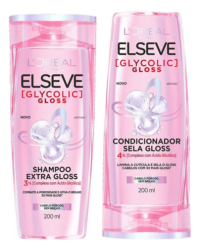 Kit Elseve Glycolic Gloss Shampoo + Condicionador 200ml