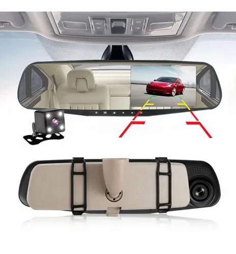 Espejo Retrovisor Con Camara Delantera Trasera Para Auto Coche De Reversa  1080P