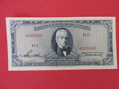 Billete Antiguo Chile 500 Pesos Firmado Maschke-herrera 1948