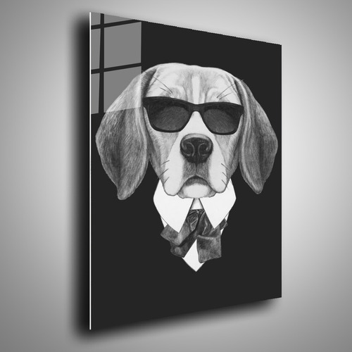 Cuadro Metalico Beagle Lentes Animales  Art Aluminio 40x60