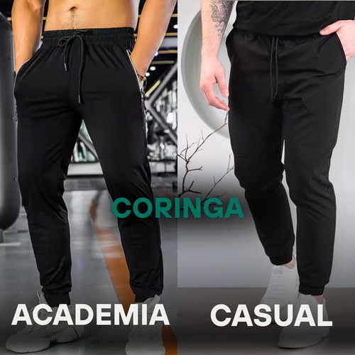 Kit 3 Calças Tactel Masculina Jogger Com Elastano Treino