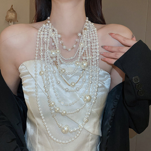 Collar Multicapa De Perlas De Alta Gama De Moda Irregular