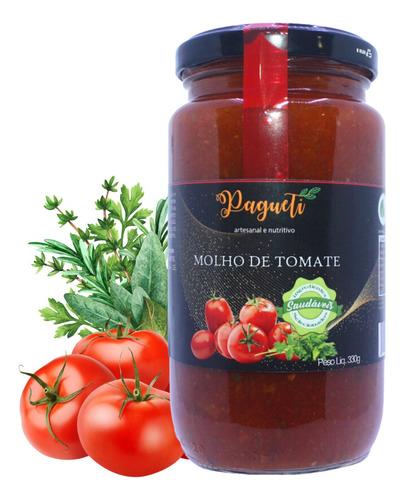 Molho De Tomate Orgânico, Natural,saudável Artesanal Pagueti