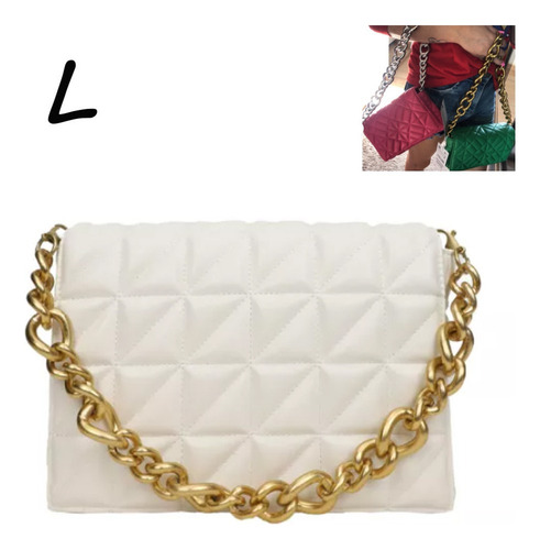 Bolso Bandolera Con Cadena Y Cinturón Grueso Para Mujer