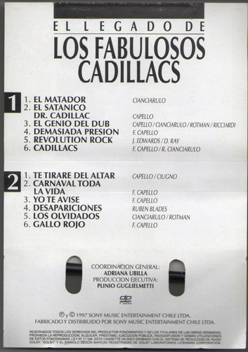 Cassette, El Legado De Los Fabulosos Cadillacs Vol 2 . (Usado)