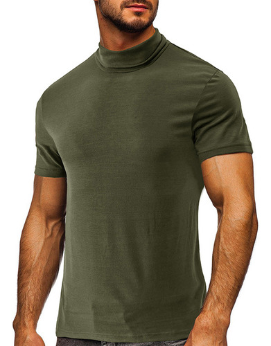 Camiseta Adelgazante De Manga Corta Con Cuello Alto Para Hom