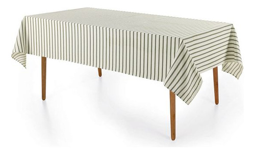 Toalha Mesa Zaira Karsten 1,60x2,70 M Retangular 8 Lugares Cor Branco/verde