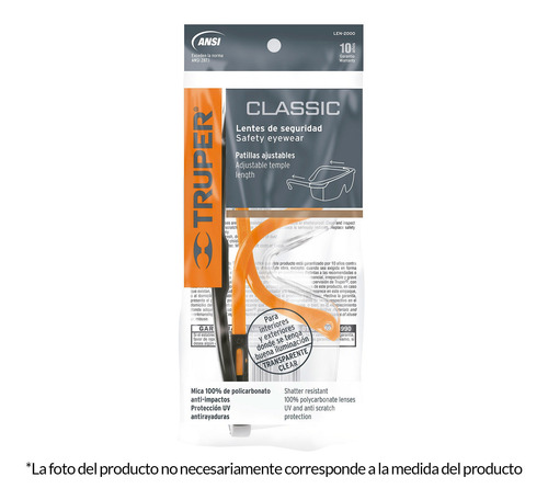 Lentes De Seguridad Ajustables Mica Azul Classic Truper