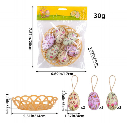 6x Decoraciones De Huevos De Pascua Estampado De Mariposas
