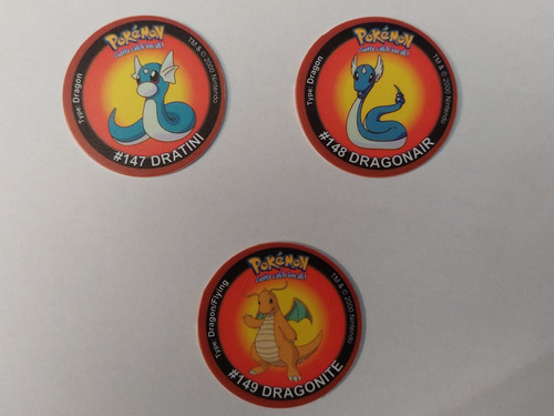 Album Set 3 Tazos Pokemon Dratini Dragonair Dragonite 