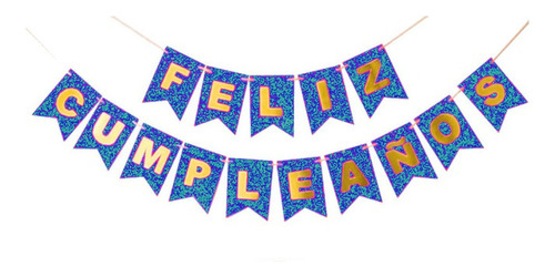 Banderín Feliz Cumpleaños Con Glitter X 2 Metros