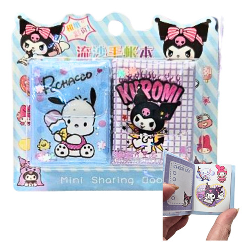 Mini Libros Con Stickers Set X2 Adorables Kuromi Sanrio 