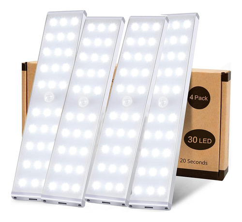 Luz Led Para Armario, 30 Bombillas Recargables Con Sensor De