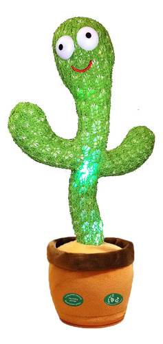 Peluche Cactus Iluminoso Baila Canta Y Repite Voz Juguete Color Verde