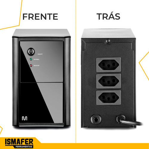No Break Powertek 600 600va Entrada E Saída De 220v Preto