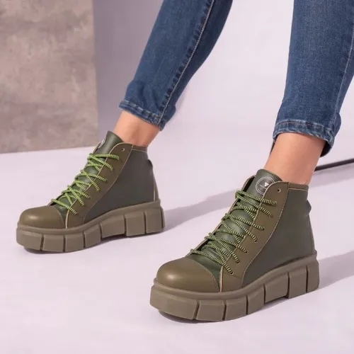 Bota Verde Mujer Moda Borcego 35 Al 40
