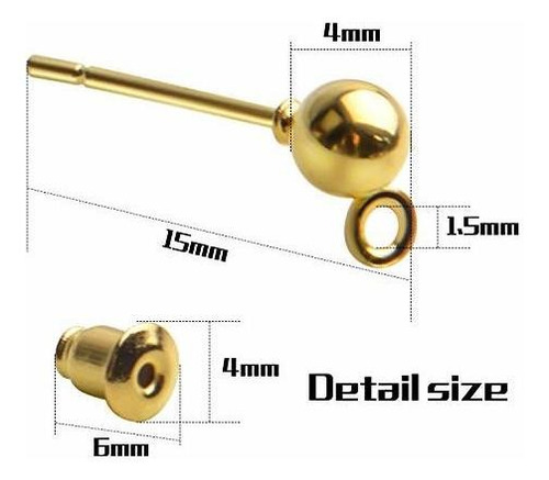 Aylifu Postes Y Respaldos Para Aretes, 100 Piezas Postes Par