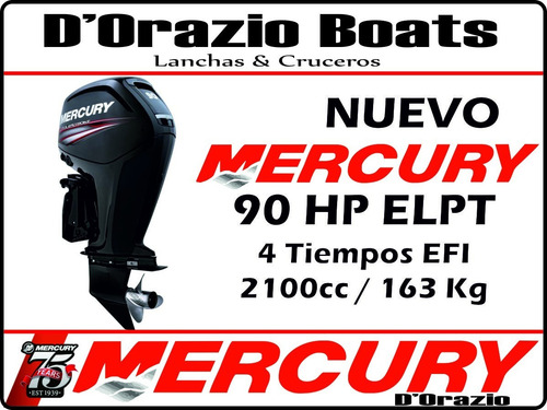 Imagen 1 de 15 de Motor Fuera De Borda Mercury 90 Hp 4 Tiempos Efi Ful Dorazio