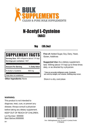 Bulk Supplements | Nac Powder | 1kg | 1667 Services