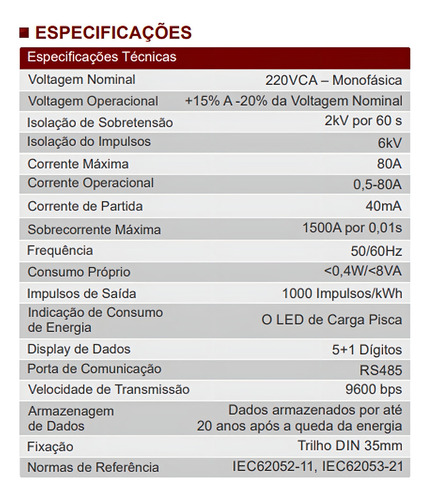 Multi Medidor Energia Kwh Mono 80a 127/220v Rs485 + Software 127V/220V