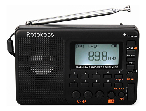 Radio Set V-115 Con Grabadora Multibanda Retekess Para Sonid
