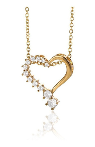 Collar Corazón Mitad De Zirconitas Ascendentes Regalo Mujer