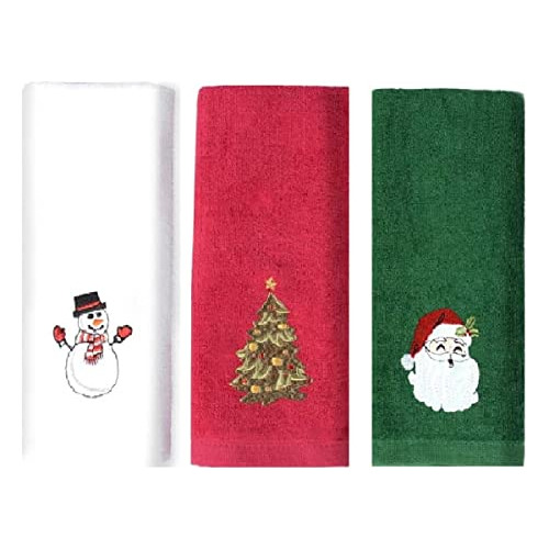 Toallas De Mano Navideñas De Algodón (set De 3)